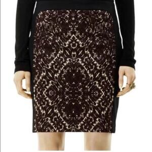 Club Monaco NWT Black & Brown Pencil Skirt Abstract Design Size 6